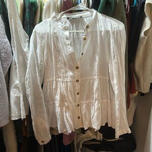 Zara linen blend peplum top